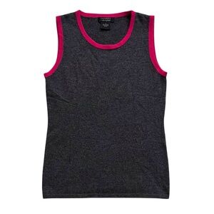 Bloomingdales Cashmere Sweater Vest Grey Pink Trim Sleeveless Sweater Preppy XS